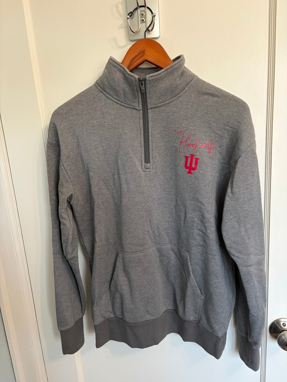Indiana Hoosiers Champion Quarter Zip Pullover Heather Gray Size S